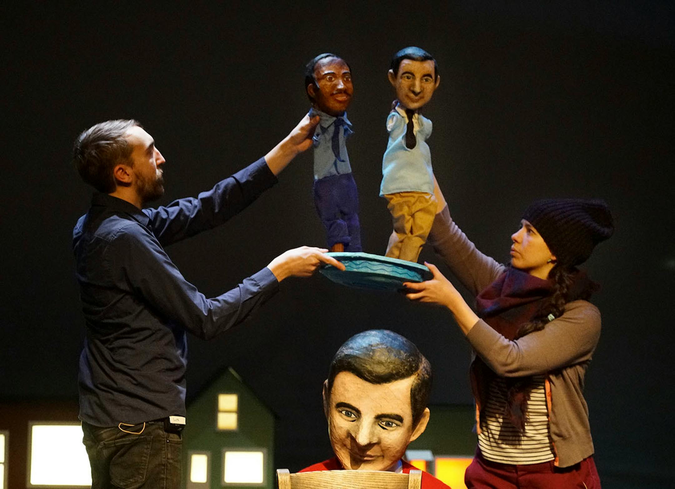 Seth Eberle and Laurie Witzkowski are puppet masters.