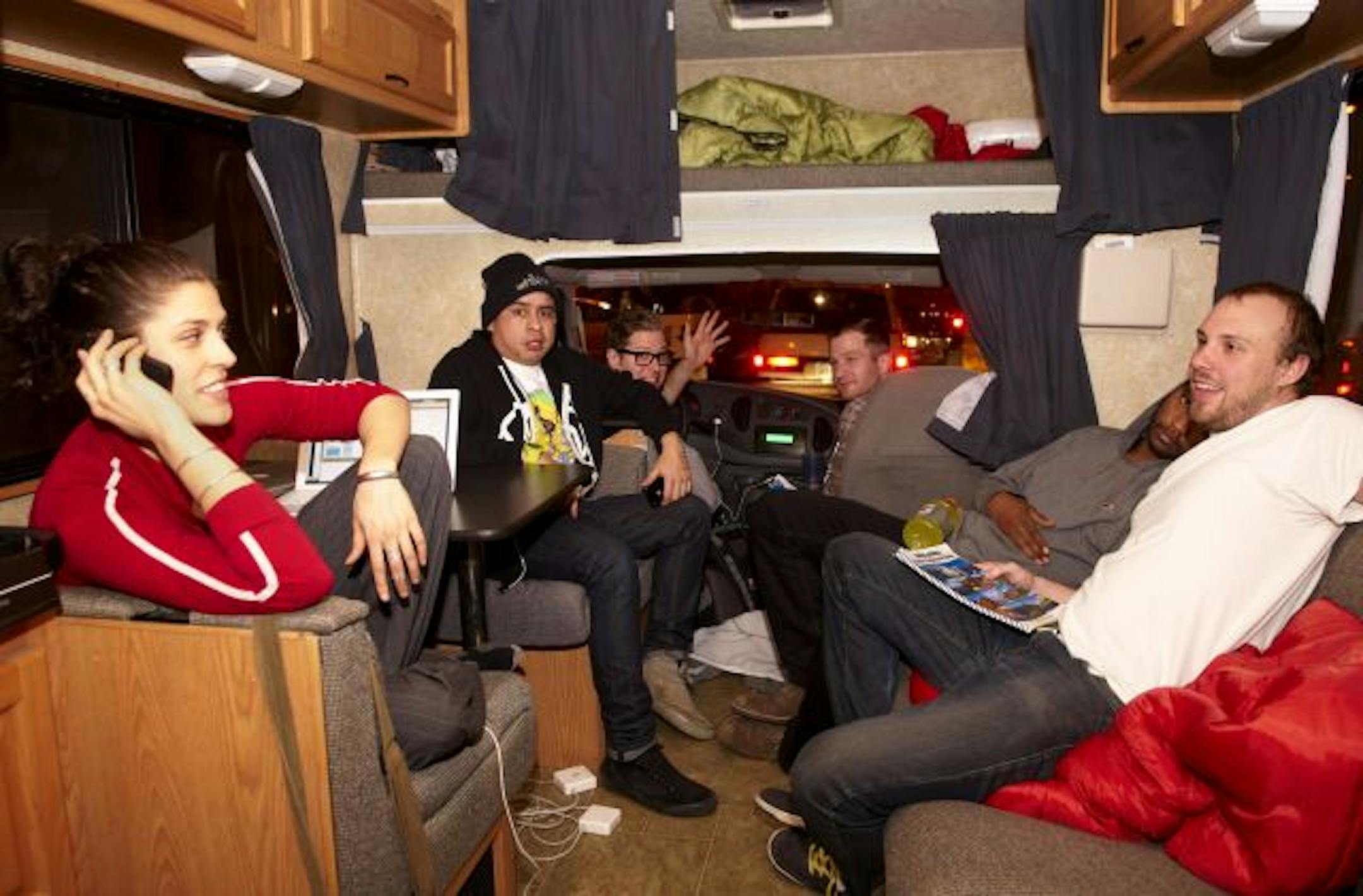 Members of Doomtree ride in their rented RV at the South By Southwest music festival in Austin, Texas, March 15, 2011 © Tony Nelson