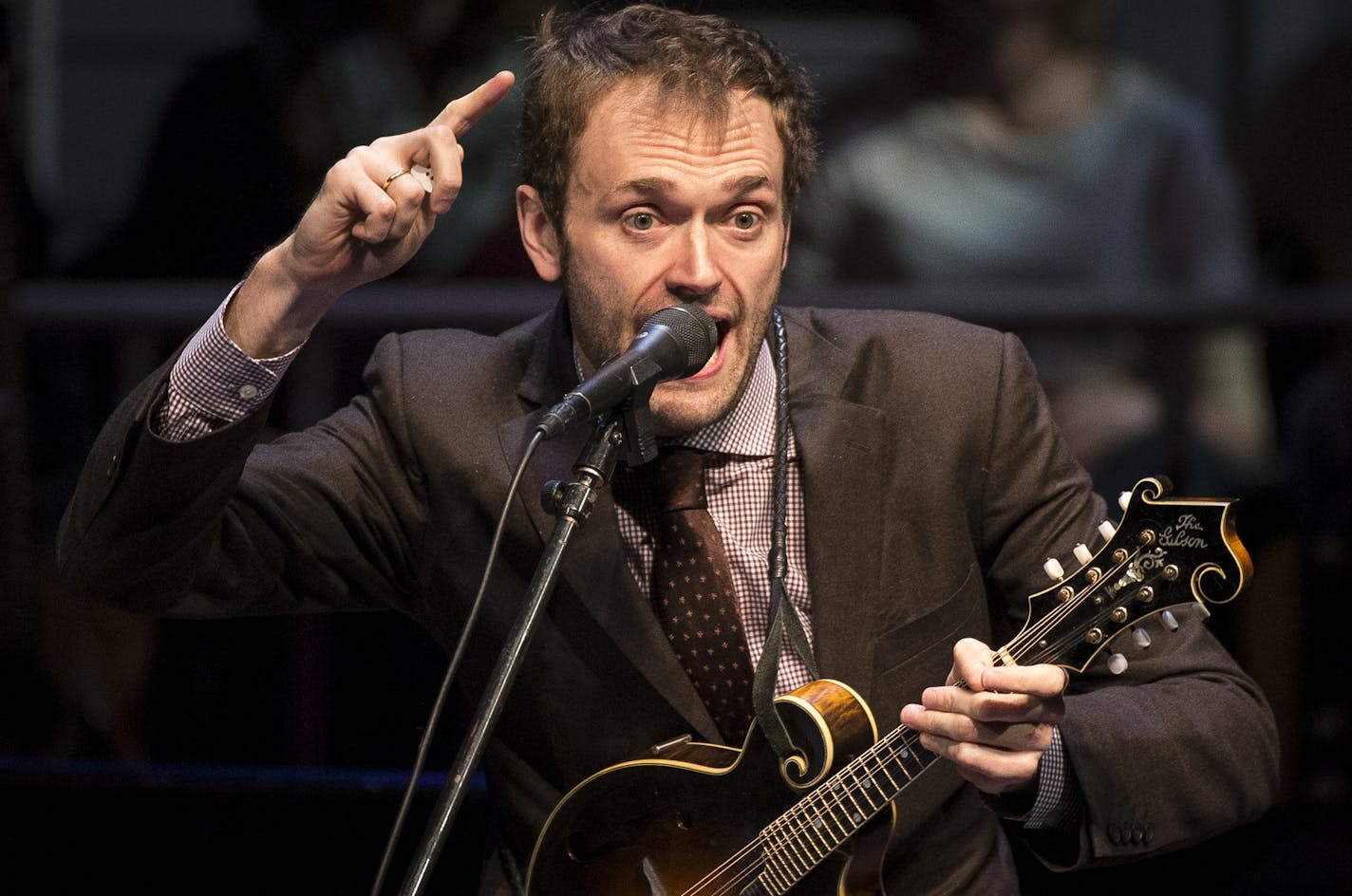 "A Prairie Home Companion" host Chris Thile performed a during Saturday night's show at the Fitzgerald Theater. ] (AARON LAVINSKY/STAR TRIBUNE) aaron.lavinsky@startribune.com We photograph "A Prairie Home Companion" as Garrison Keillor's named replacement, musician Chris Thile, hosts his first of two shows on Saturday, Jan. 30, 2016 at the Fitzgerald Theater in St. Paul, Minn.