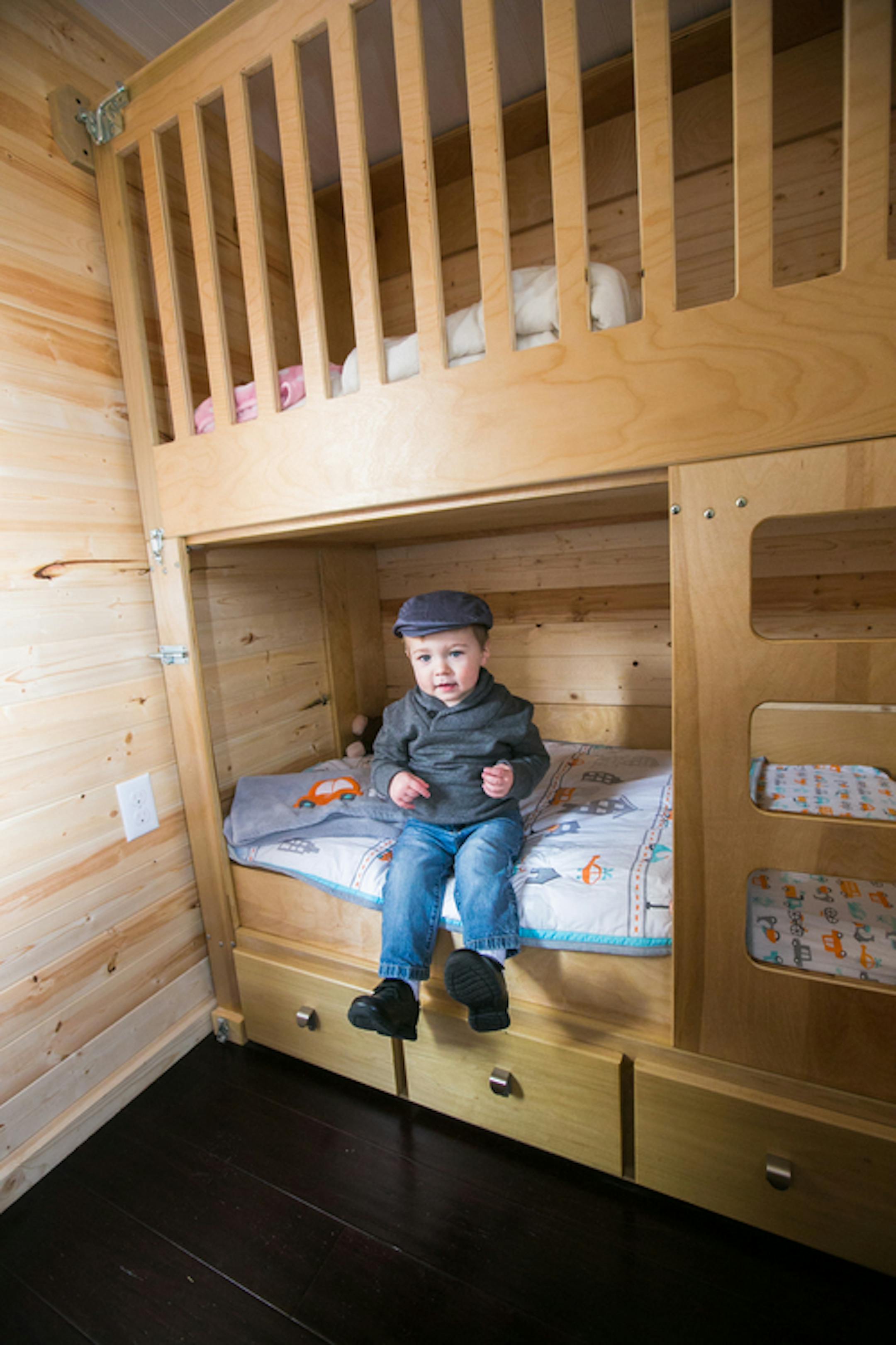 Finn Hogan on his bed.