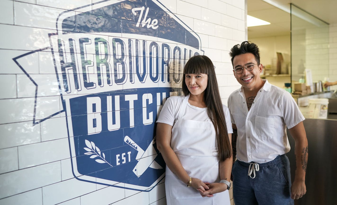 Herbivorous Butcher co-owners, and siblings, Aubry and Kale Walch in their Minneapolis store. ] GLEN STUBBE &#x2022; glen.stubbe@startribune.com Tuesday, June 4, 2019 Herbivorous Butcher co-owners, and siblings, Aubry and Kale Walch.