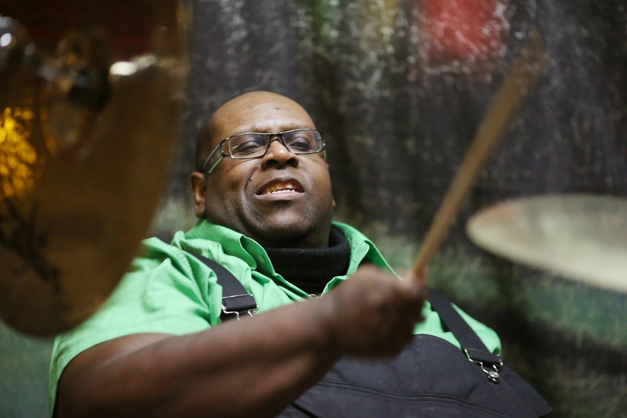 Michael Bland played drums, as members of The New Power Generation Band rehearsed for and upcoming Prince tribute concert at the Parkway Theater May 31, 2016 in Minneapolis, MN.