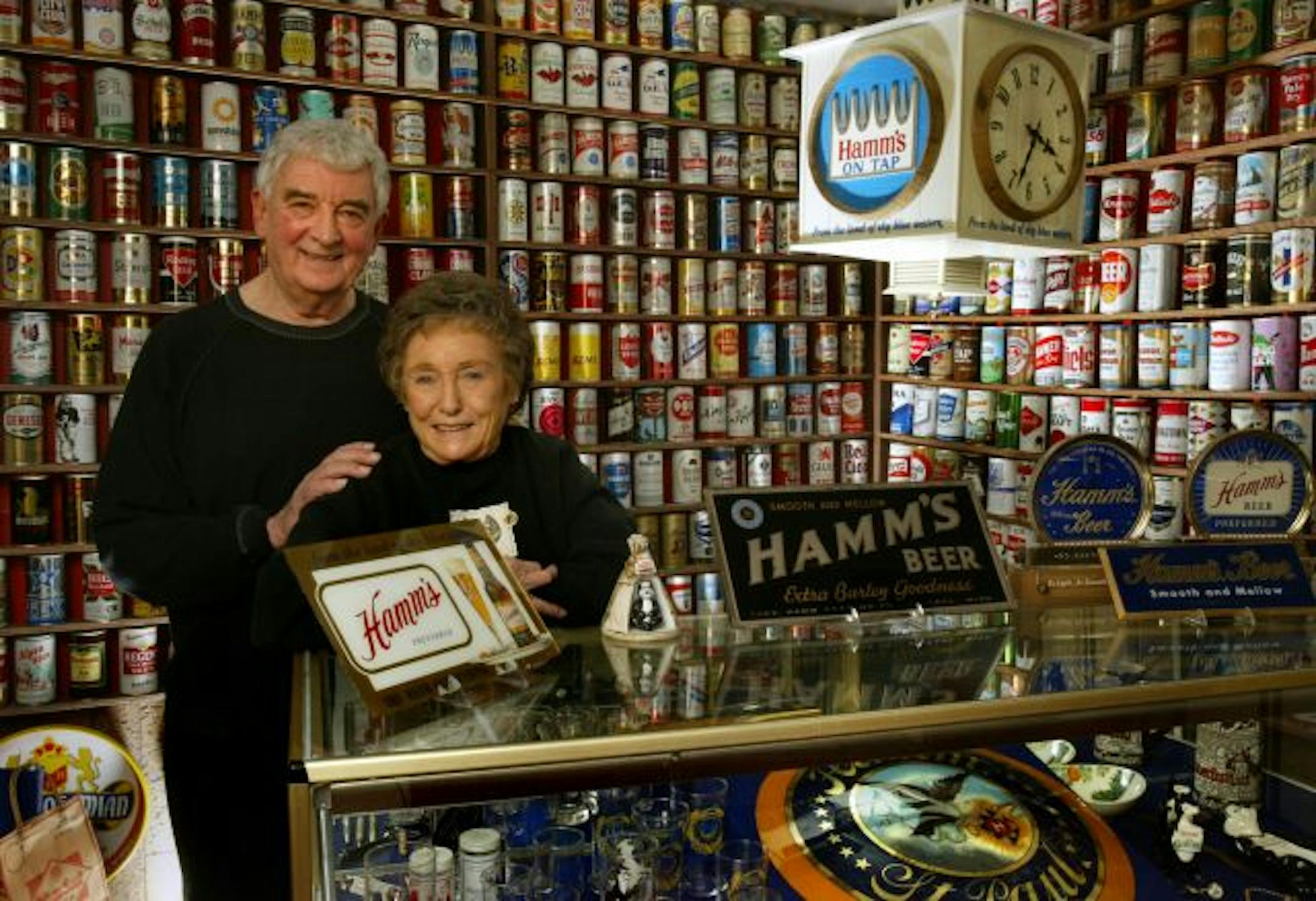 Jim and Ruth Beaton collect beer memorabilia, or "breweriana," which they display in three rooms on the lower level of their home in Bloomington.