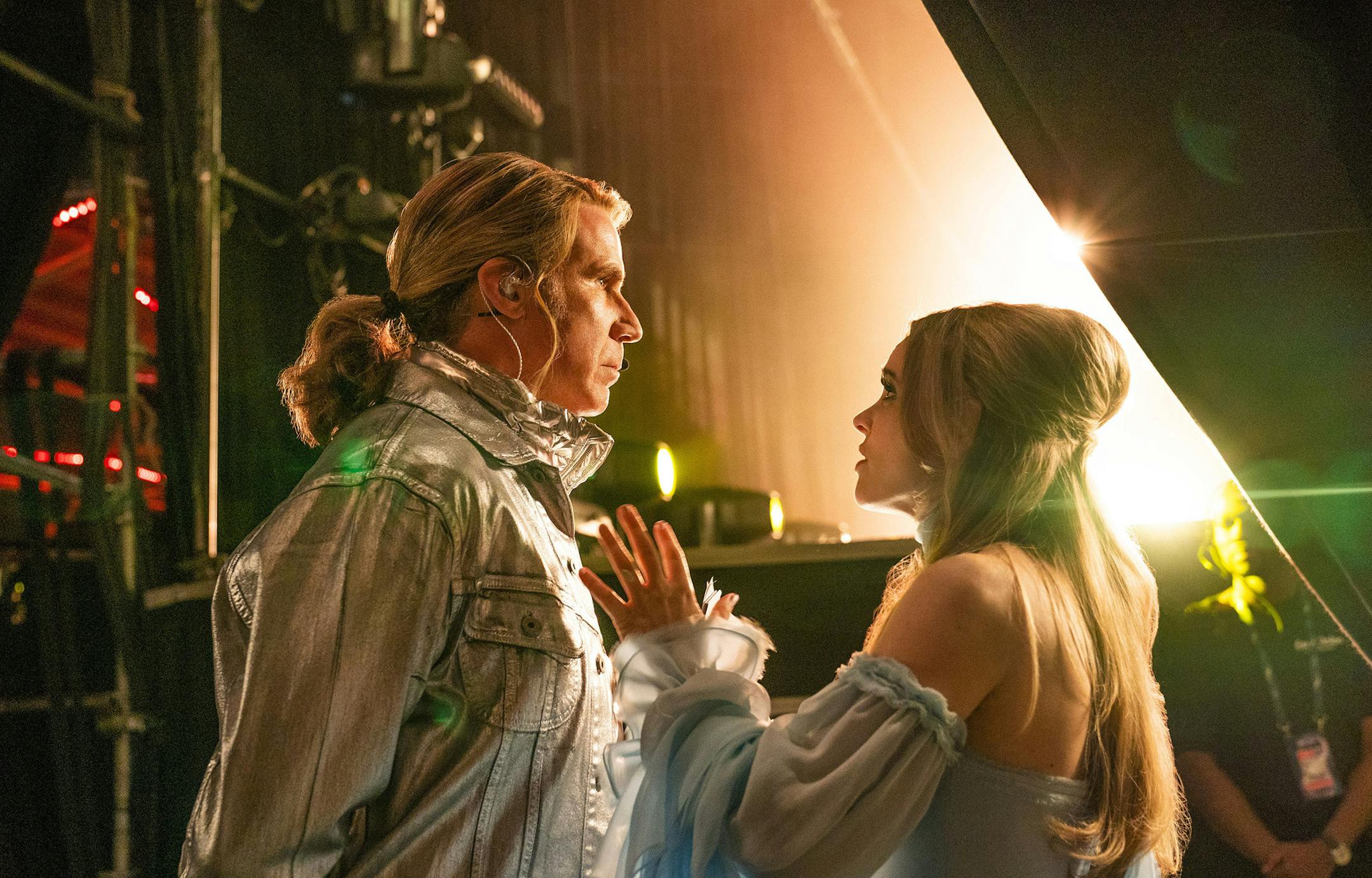 In this image released by Netflix, Will Ferrell, left, and Rachel McAdams appears in a scene from "Eurovision Song Contest: The Story of Fire Saga." (John Wilson/Netflix vi AP)