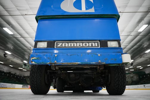 This battery operated early-2000s model Zamboni has recorded more than 500 hours of use at Braemar Arena.