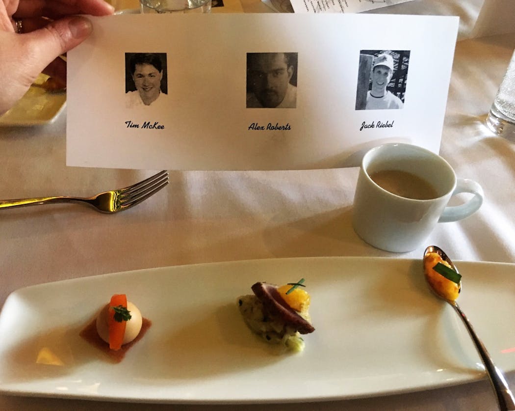 Paying tribute to fine dining and chefs of the 1990s: Tim McKee, Alex Roberts, and Jack Riebel.