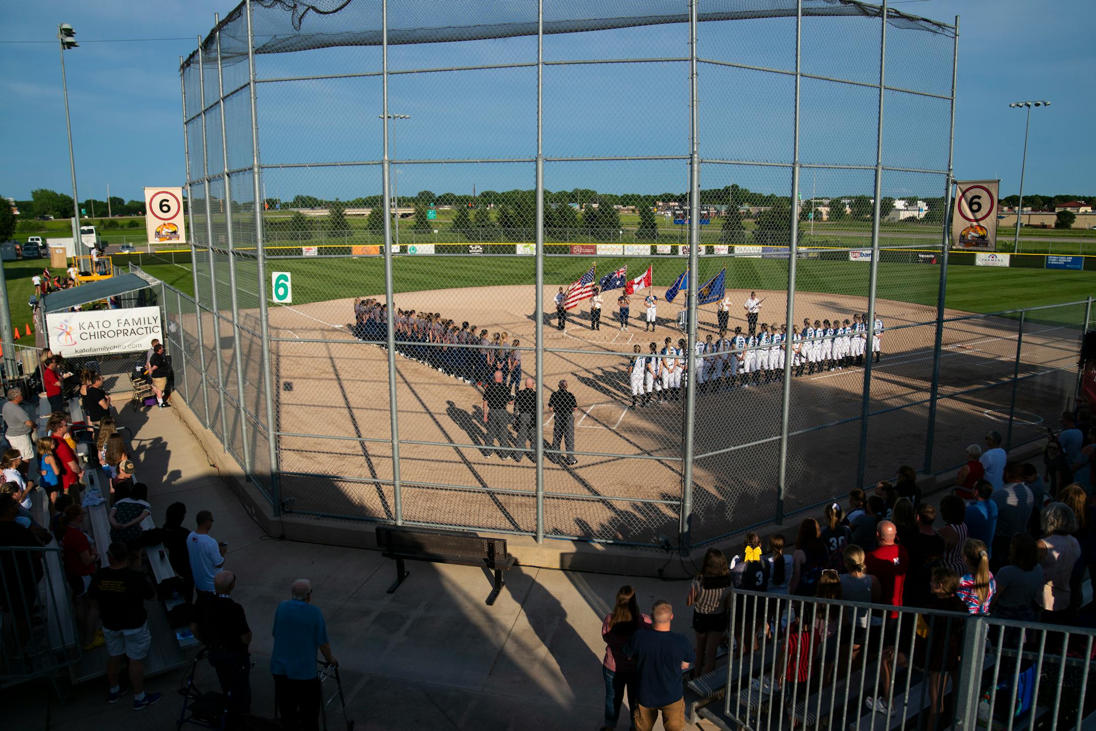 The Aussie Pepper and the Canadian Wild stood for the U.S.A, Canadian and Australian National Anthems during a game against the Canadian Wild in North Mankato, Minn. Wednesday, July 3, 2019. ] RENEE JONES SCHNEIDER ¥ renee.jones@startribune.com