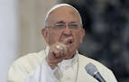 Pope Francis delivers his message on the occasion of an audience with participants of Rome's diocese convention in St. Peter's Square, at the Vatican,