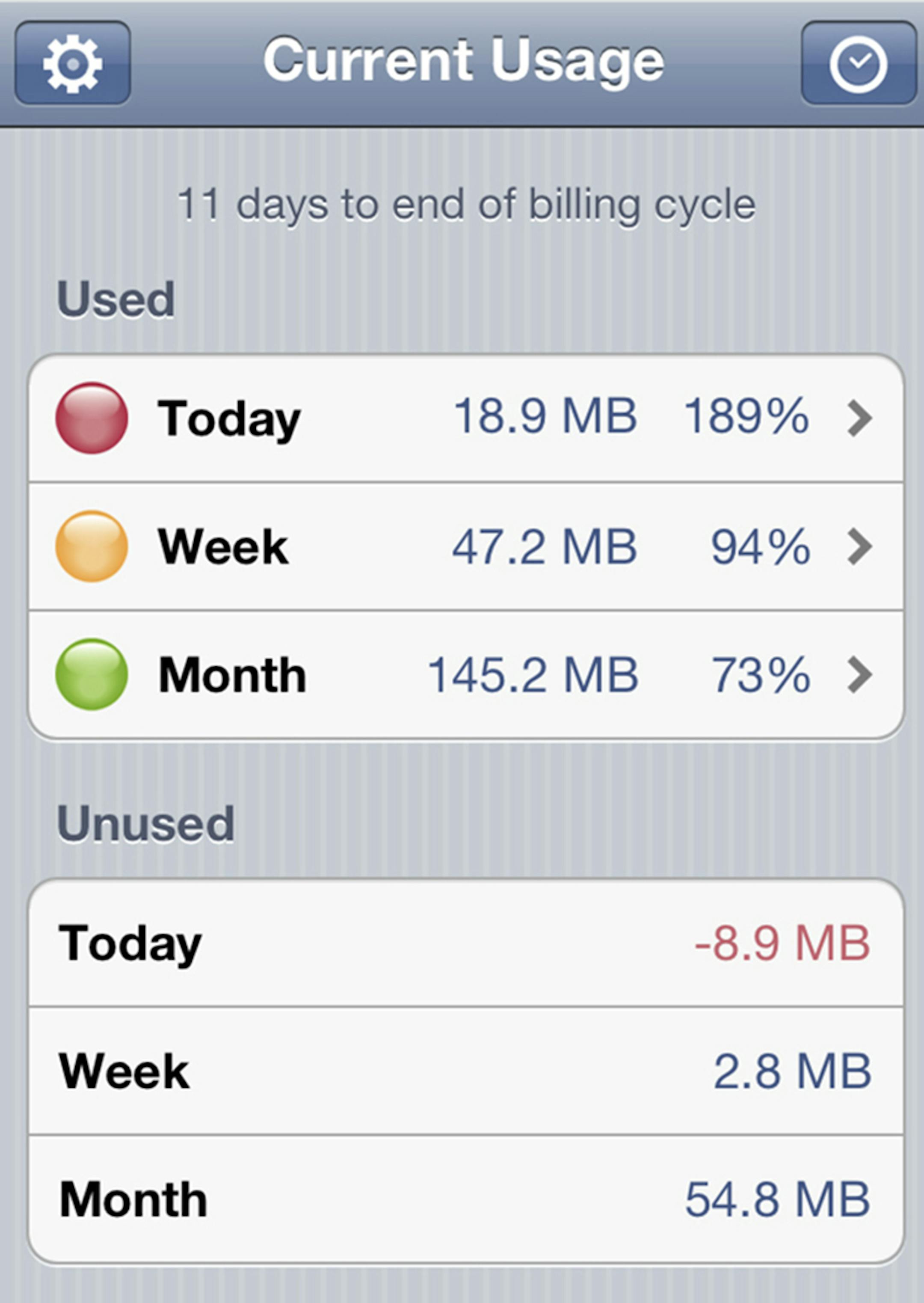 An undated handout screen grab of the DataMan Pro app. If you tend to push your limits with data, an app like DataMan will pay for itself many times over the lifetime of your device. (Handout via The New York Times) -- NO SALES; FOR EDITORIAL USE ONLY WITH STORY SLUGGED CIR-SMARTPHONE-APPS BY BOB TEDESCHI. ALL OTHER USE PROHIBITED. ORG XMIT: XNYT71