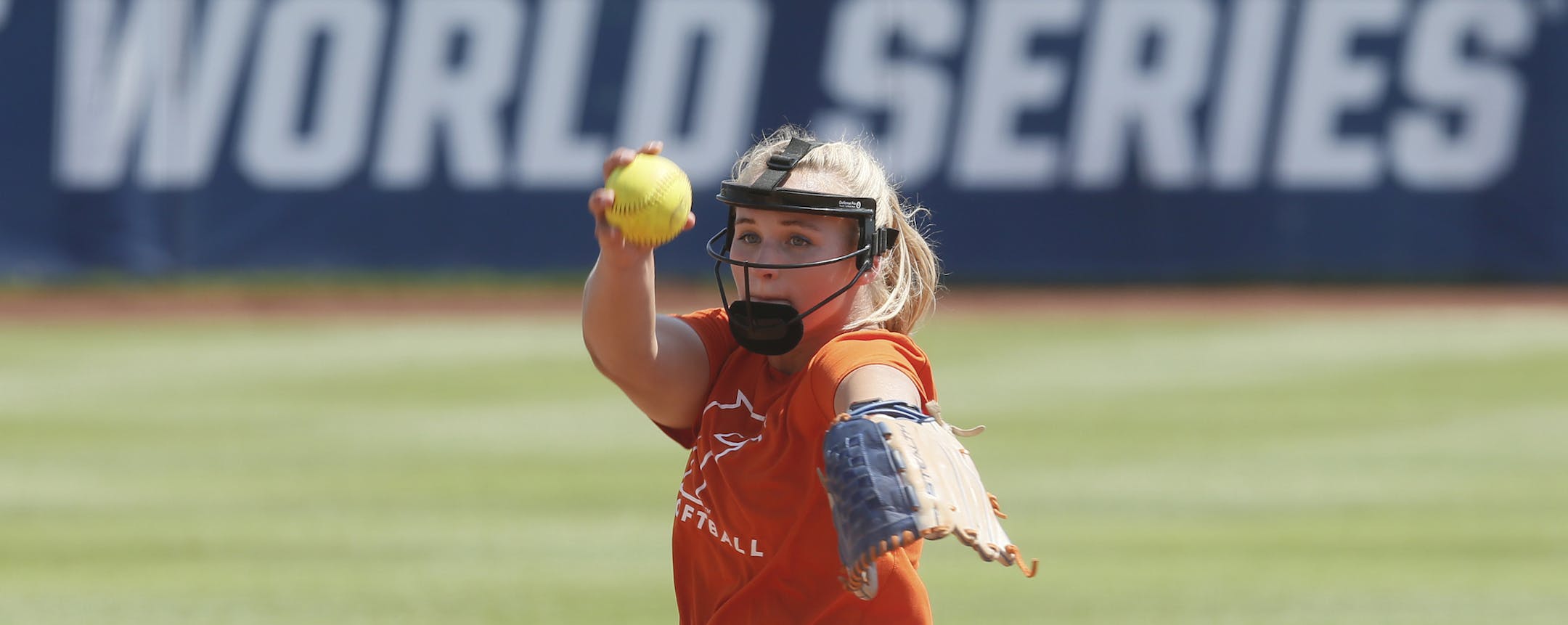 Florida's Kelly Barnhill, USA Softball Collegiate Player of the Year, pitches during a practice in Oklahoma City, Wednesday, May 31, 2017. Florida faces Texas A&M in the opening game of the Women's College World Series on Thursday, June, 1, 2017. (AP Photo/Sue Ogrocki)