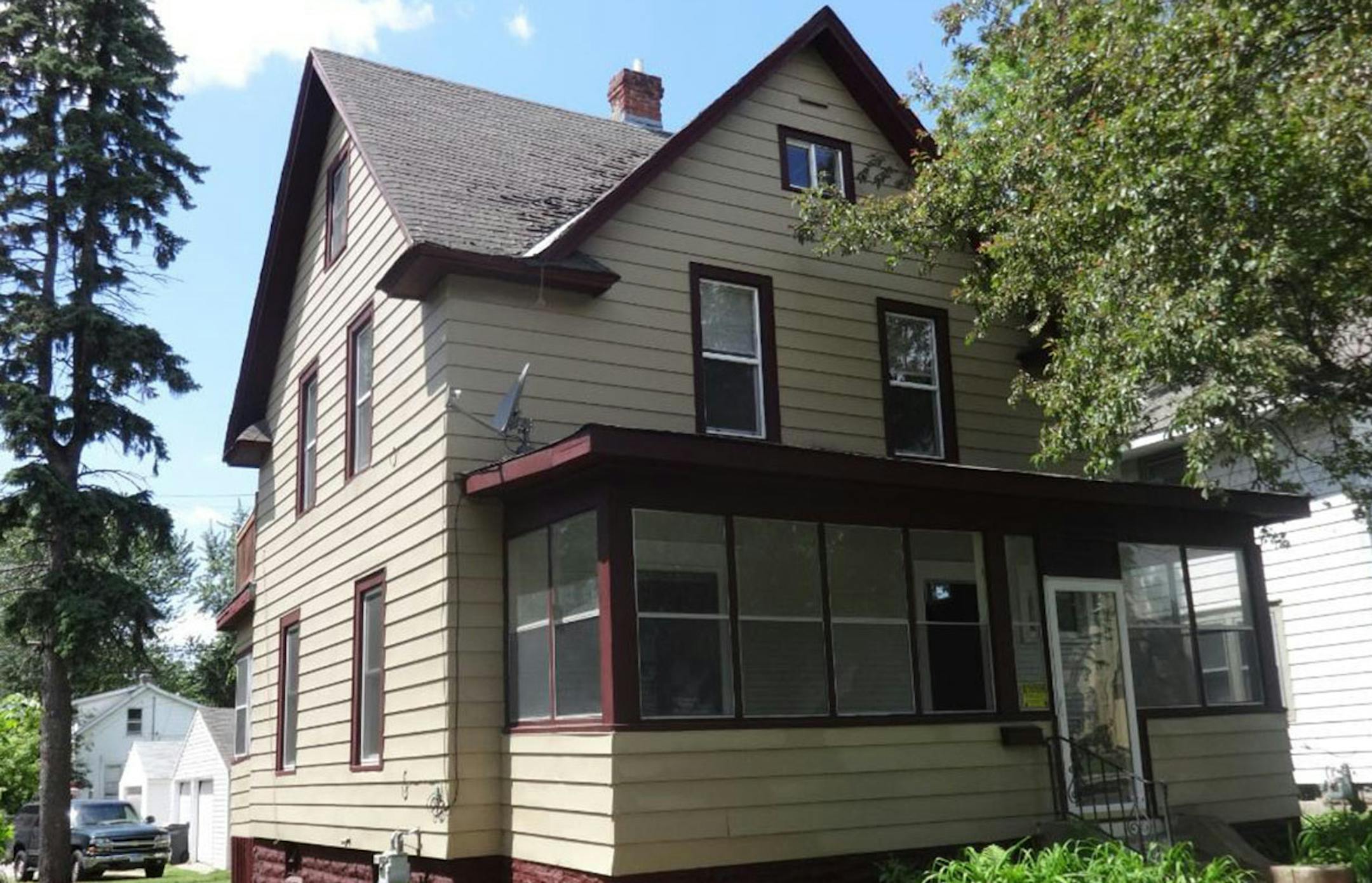 Minneapolis
Built in 1911, this three-bedroom, one-bath house located in the Jordan neighborhood has 1,382 finished square feet and features three bedrooms on one level, updated bath and kitchen with stainless steel appliances, hardwood floors, partial unfinished basement, porch and two-car detached garage. Listed by Cindy Groeneweg, Re/Max Results, 651-485-4198.