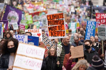 Climate activists attend a protest organized by the COP26 Coalition on Nov. 6 in Glasgow, Scotland, which was the host city of the COP26 U.N. Climate 