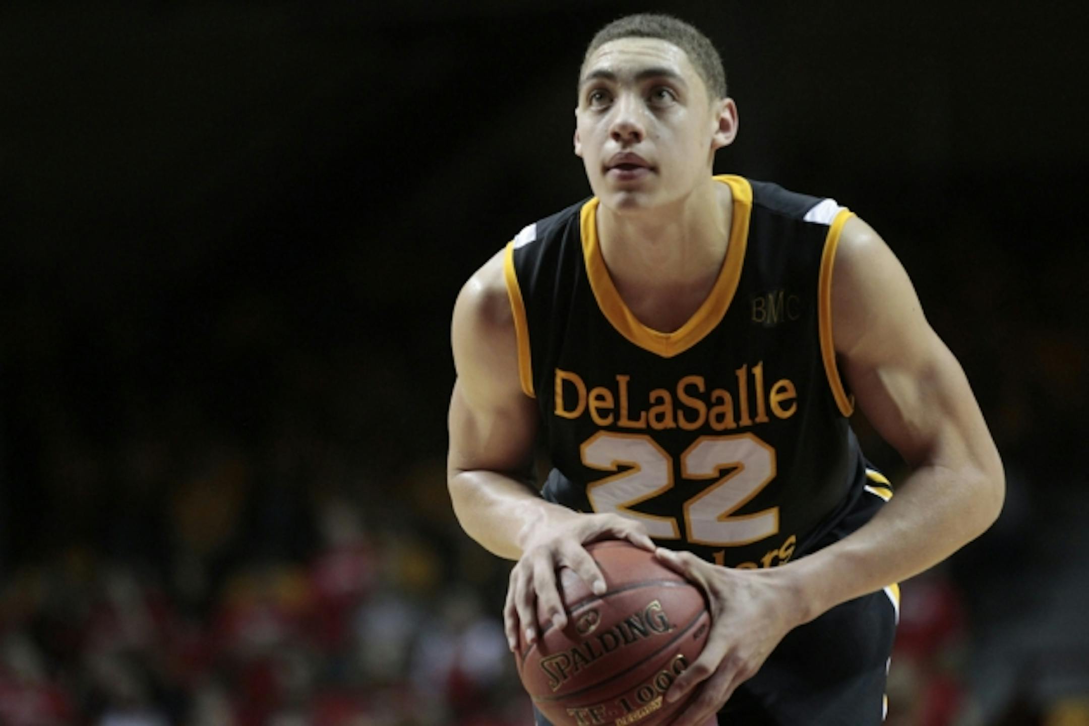 Reid Travis of DeLaSalle shot free throws during Tuesday March 21, 2012 boys quarterfinal basket ball action between DeLaSalle and Detroit Lakes at Williams Arena in Minneapolis, MN. DeLaSalle beat Detroit Lakes 65-46.](Jerry Holt/ STAR TRIBUNE/jgholt@startribune.com)