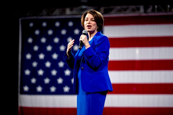 In this file photo, U.S. Sen. Amy Klobuchar, D-Minn., spoke at New Hampshire Technical Institute’s Concord Community College in February 2020.