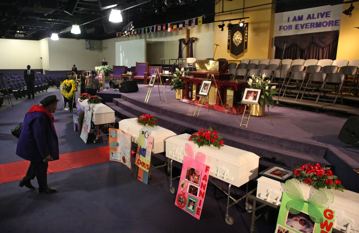 Funerals for the five Lewis siblings killed in the Valentine's Day duplex fire in North Minneapolis. The funeral was held at the Shiloh Temple Church, at 1201 W. Broadway. ] Star Tribune photo by Kyndell Harkness &#x201a;&#xc4;&#xa2; kharkness@startribune.com SLUG: 433843 fire030214 ASSIGNMENT: 20033377A