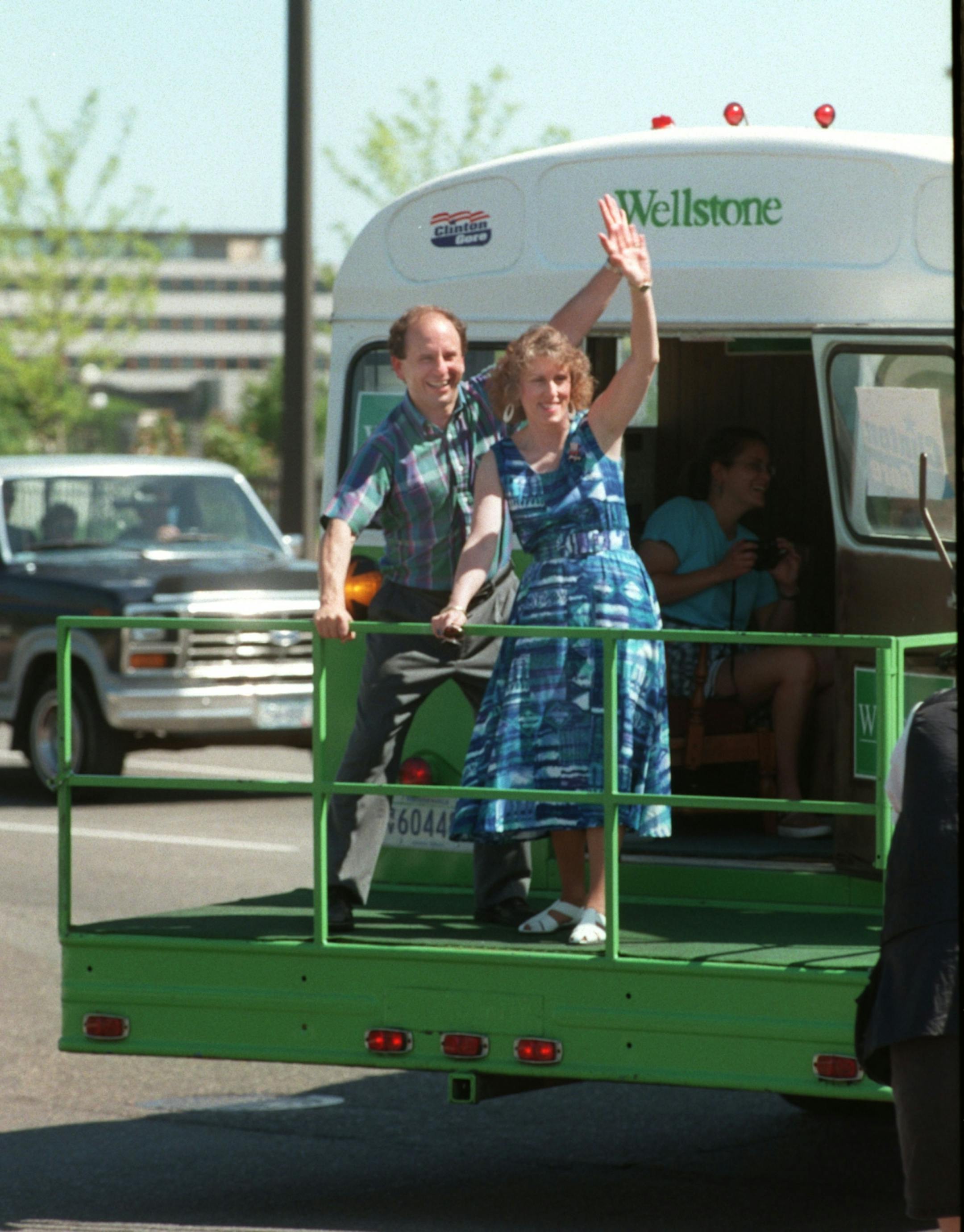 The green Wellstone campaign bus was put back into service Sunday as the Senator began a two-day campaign trip.