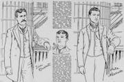 Line drawings of the Barrett brothers appeared in the St. Paul Daily Globe on March 17, 1889. The hangings of the two brothers, particularly of Pete B