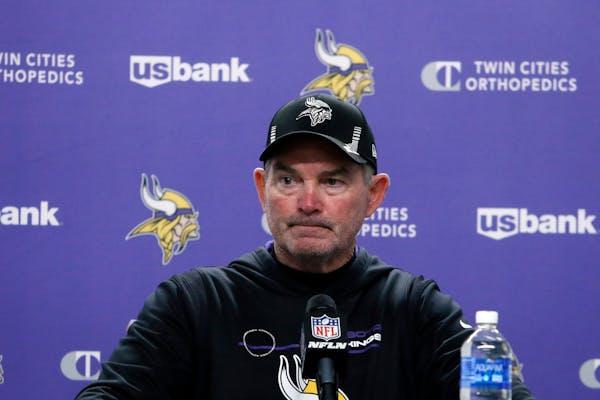 Minnesota Vikings head coach Mike Zimmer addresses the media after Sunday’s loss in Detroit.