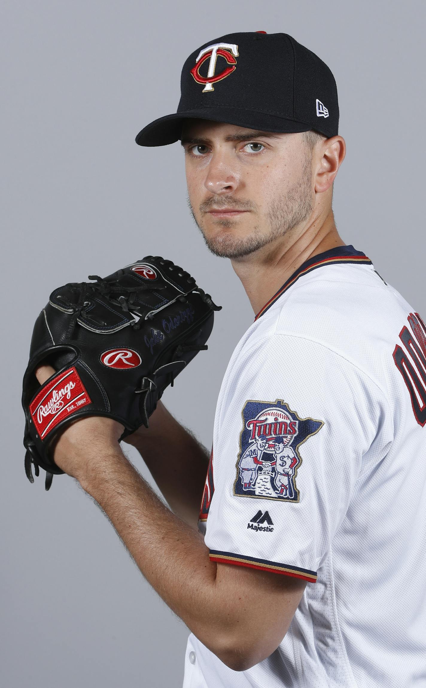 This is a 2018 photo of Jake Odorizzi of the Minnesota Twins baseball team. This image reflects the 2018 active roster as of Wednesday, Feb. 21, when this image was taken. (AP Photo/John Minchillo) ORG XMIT: FLJMOTK