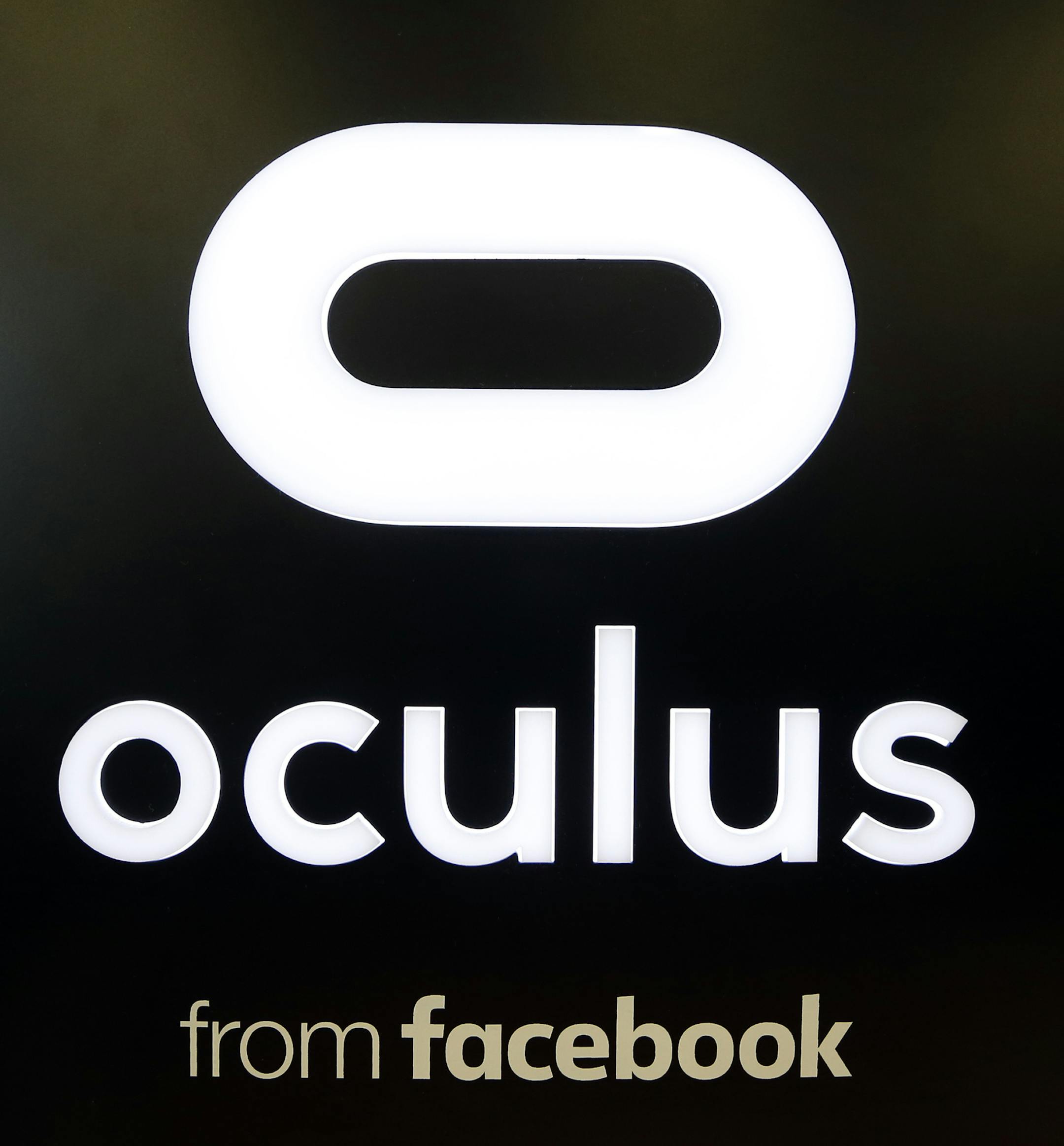 This photo taken Monday, Aug. 7, 2017, shows an Oculus sign on display at a store in Hialeah, Fla. (AP Photo/Alan Diaz)