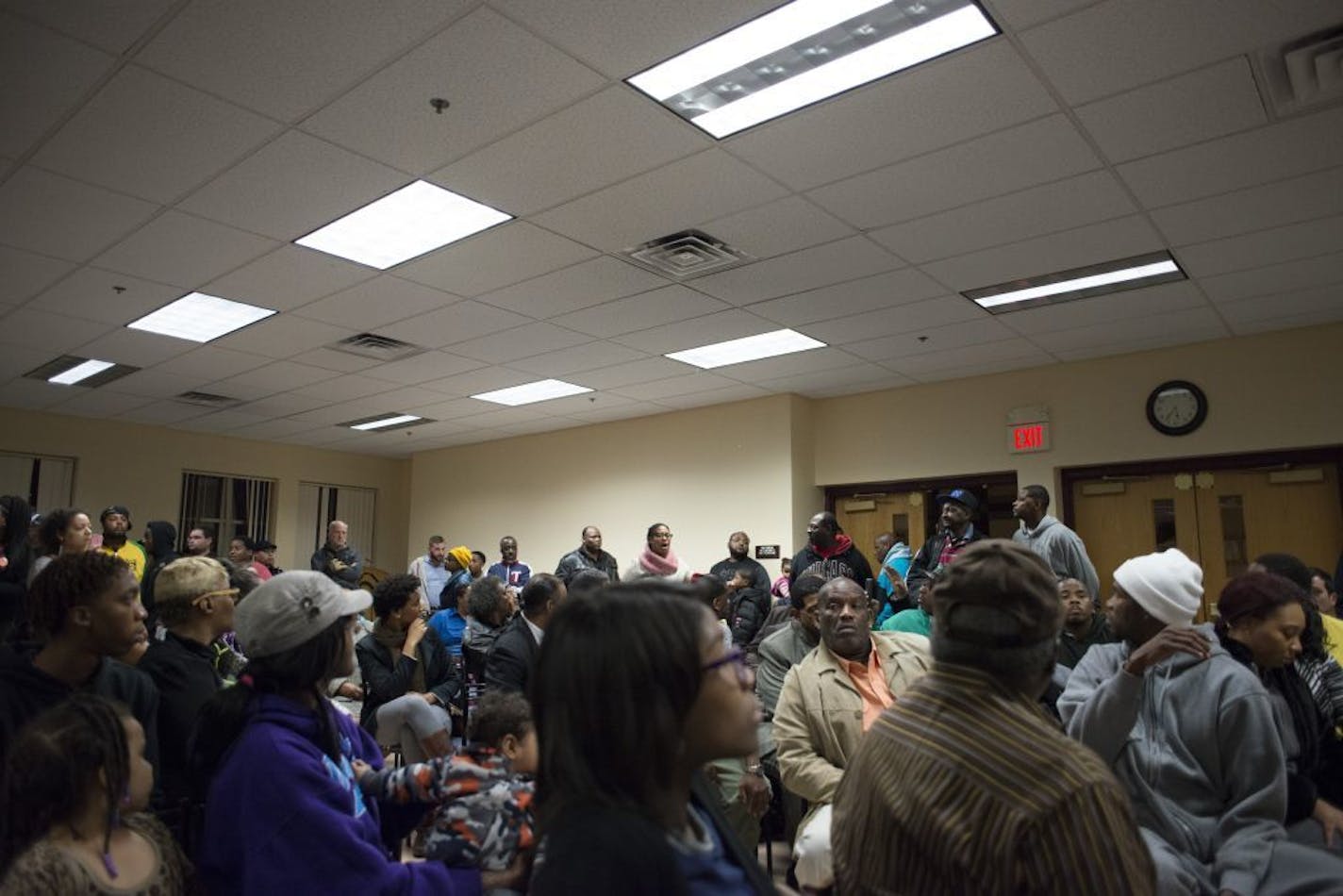 Protestors interrupted a meeting at the Minneapolis Urban League where Mayor Betsy Hodges and Police Chief Jane� Harteau addressed community members.