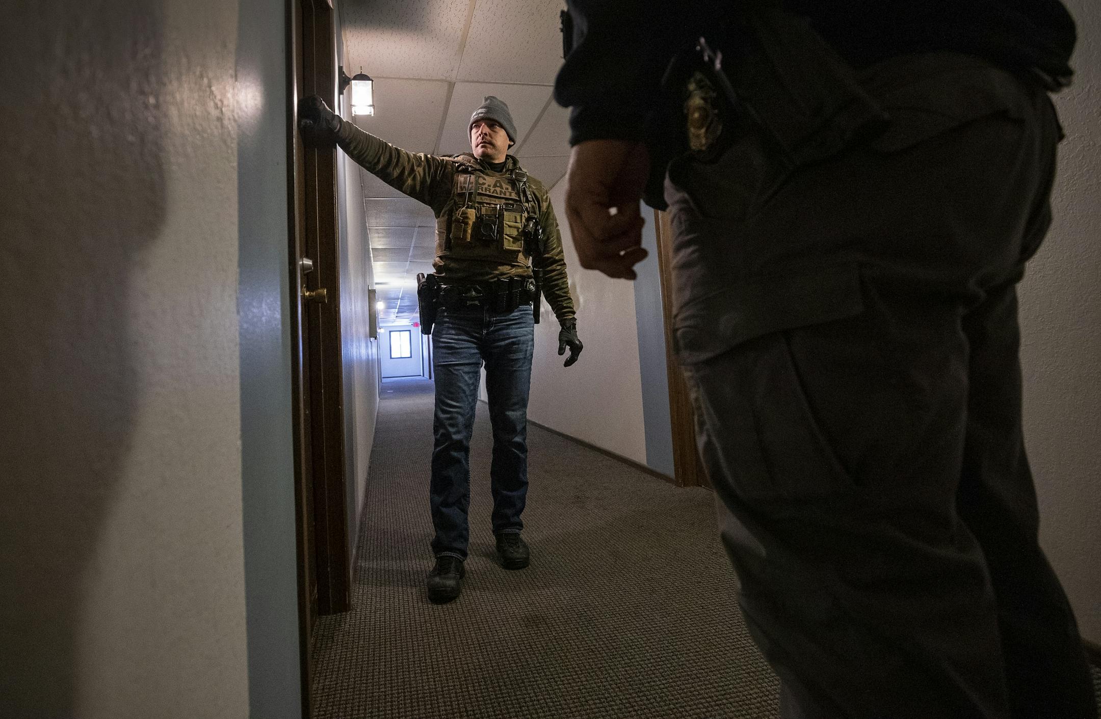 Stew Peters knocked on a door in search of a person skipping bail in Brooklyn Park.