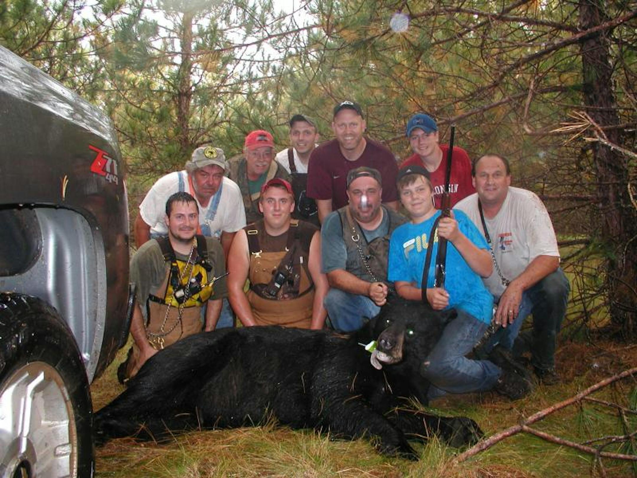 The 580-pound black bear shot by a 12-year-old boy, Cole Martinsen, near Barnes, Wis.