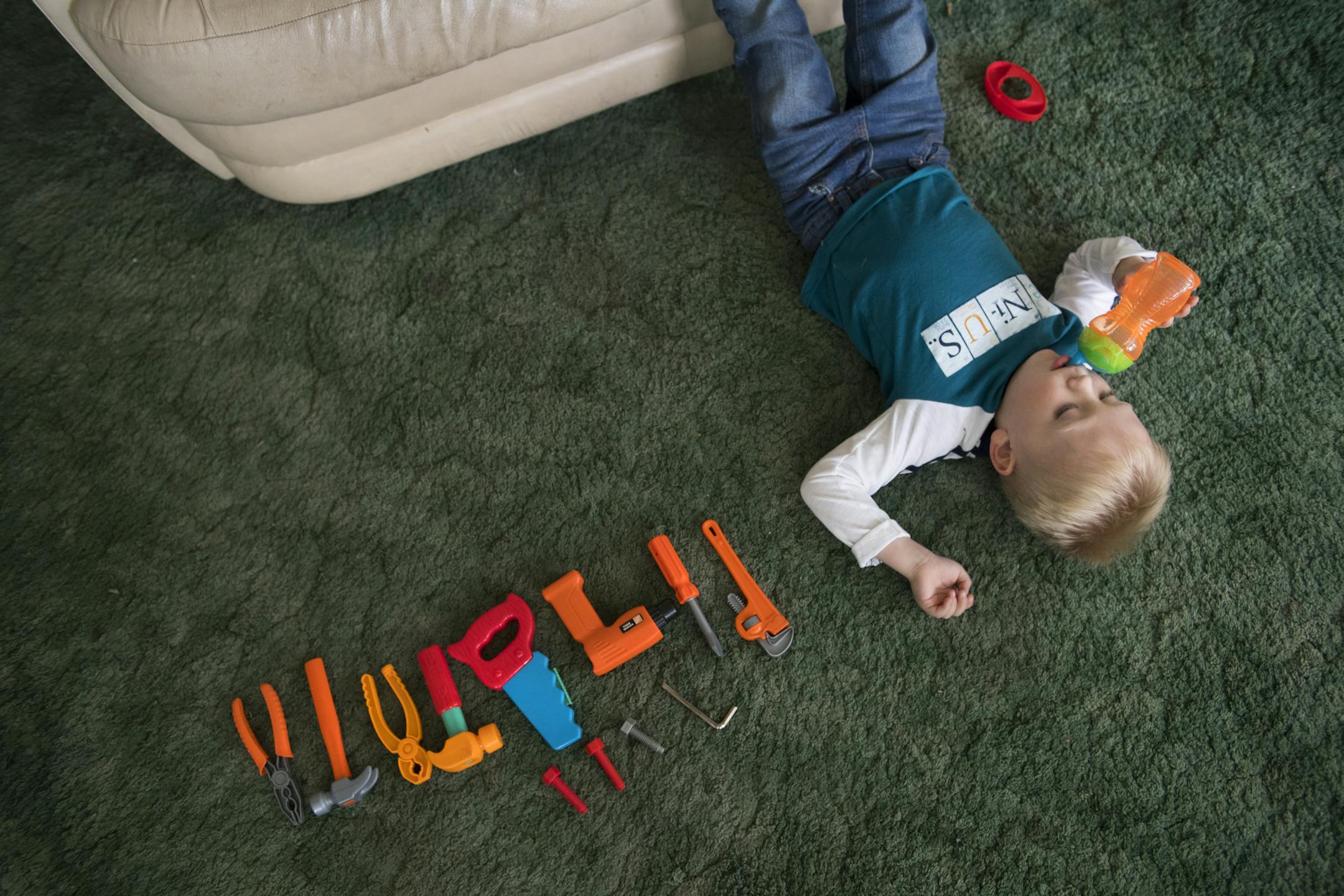 Jaxon lines up his toys. What happened to him and his family has occurred at least 25 times across the United States since January 2015. Must credit: Washington Post photo by Linda Davidson