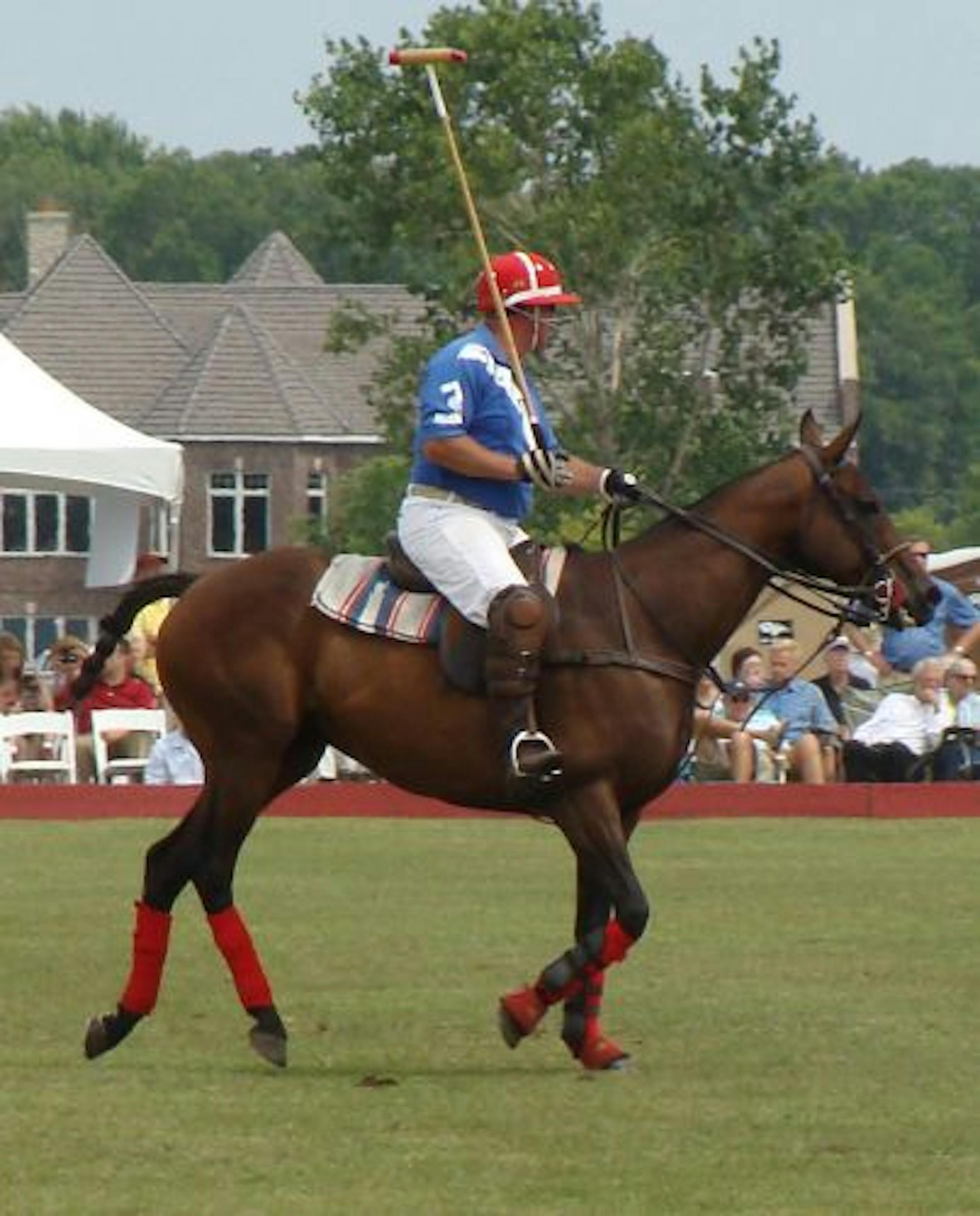 On the polo field.