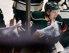 Erik Haula (56) celebrated after scoring a goal in the second period of Game 3