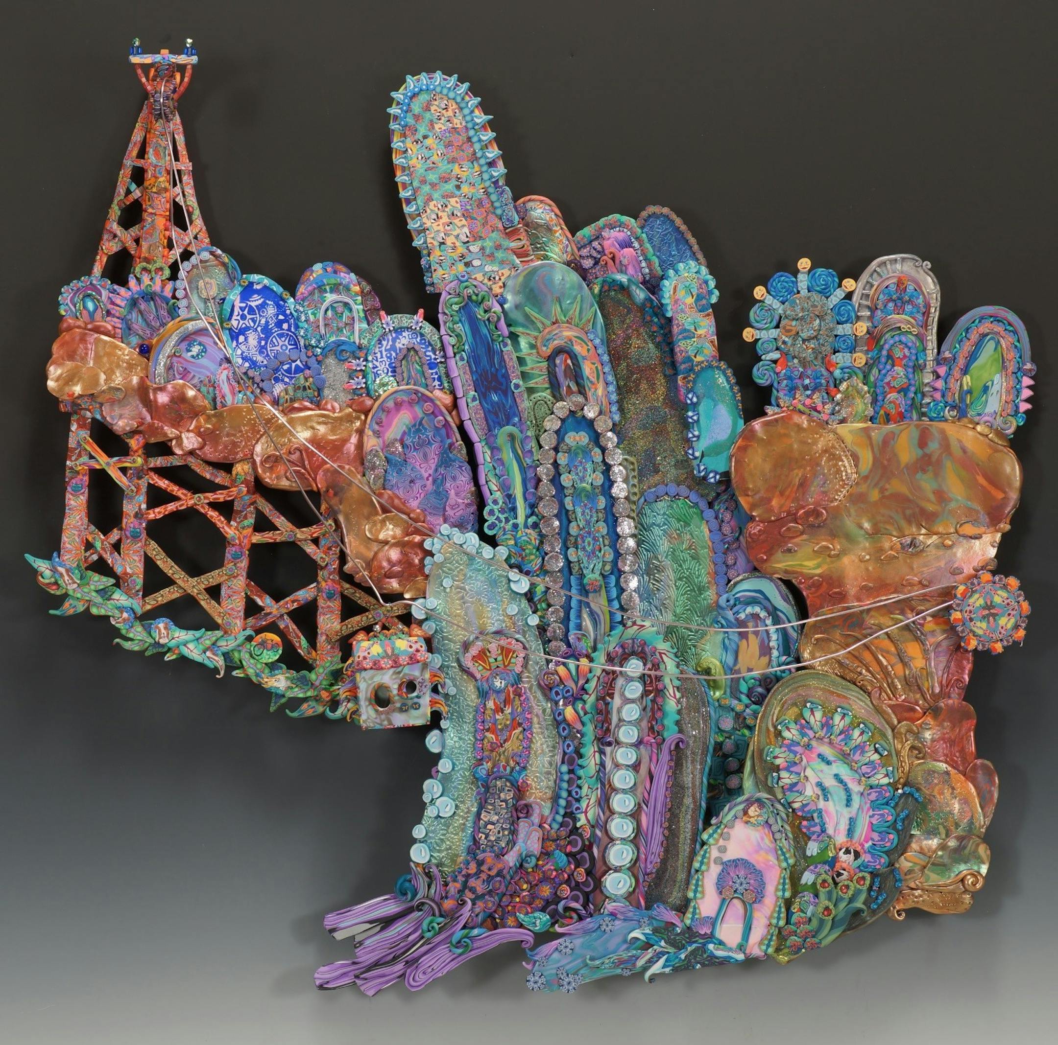 "Are There Doorways in the Waterfall," a polymer clay work by by Layl McDill, is one of the artworks on display at the Banfill-Locke Center for the Arts' "First Show" exhibit. photo credit: Banfill-Locke Center for the Arts