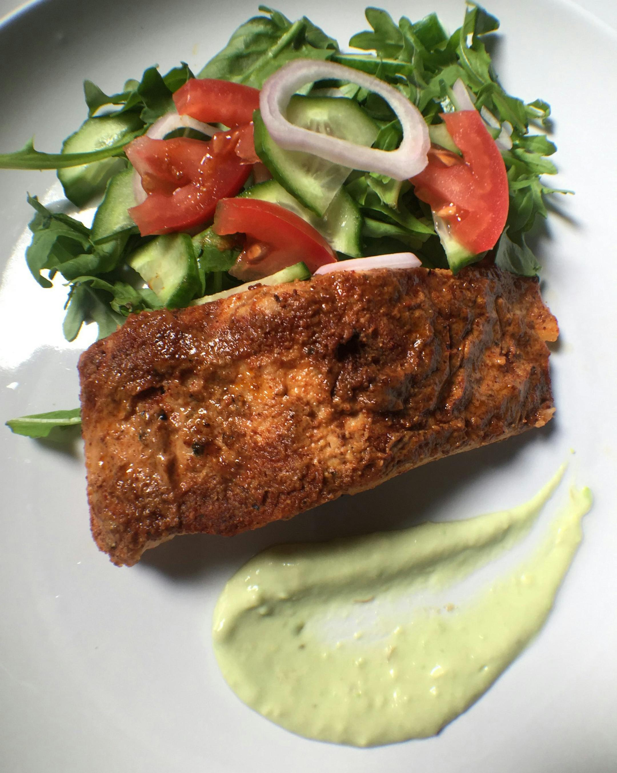 Ancho-Spiced Salmon with Avocado Crema.