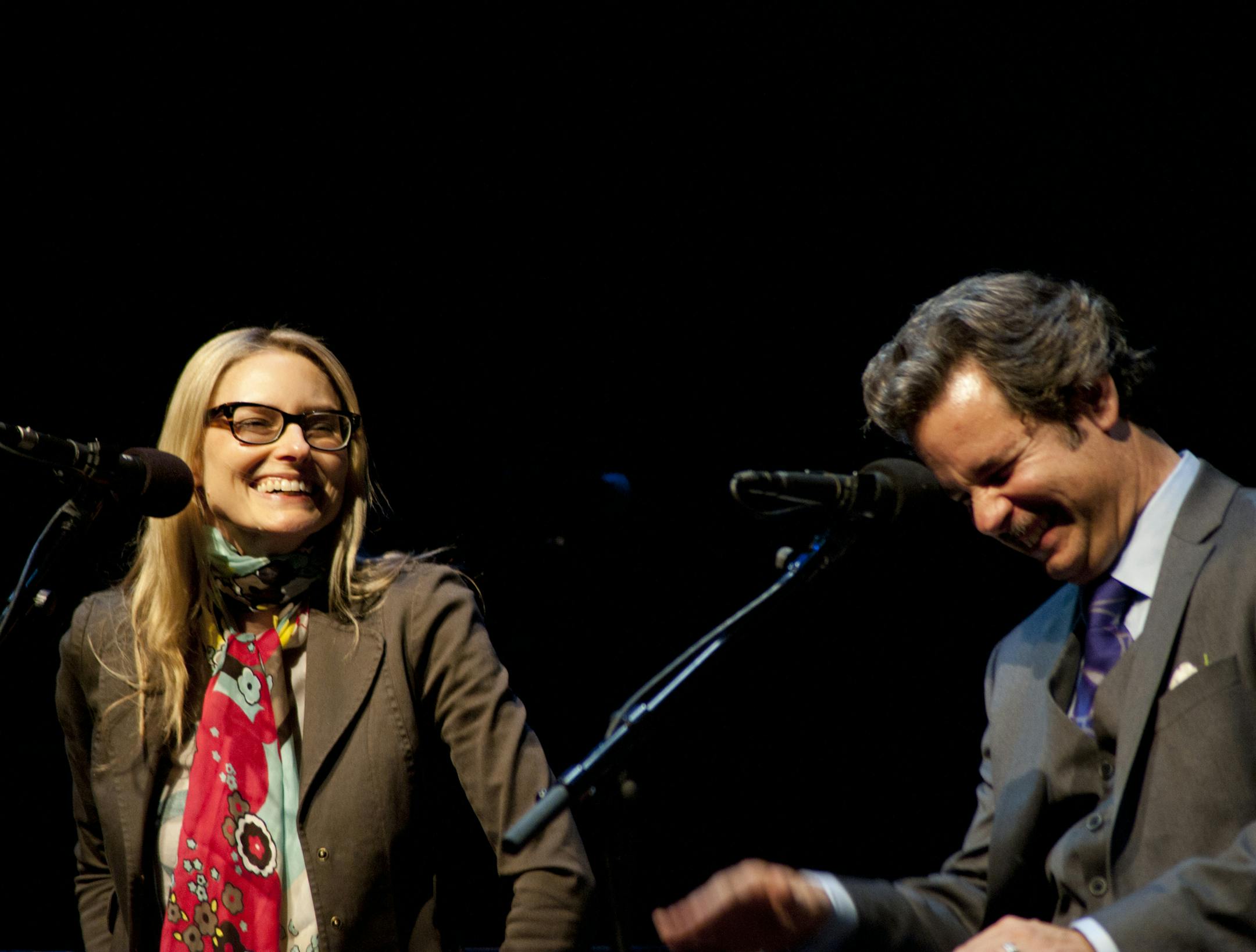 Aimee Mann and Paul F. Thompkins host Wits on May 11, 2012 at the Fitzgerald Theater in St. Paul. Photo by Leslie Plesser.