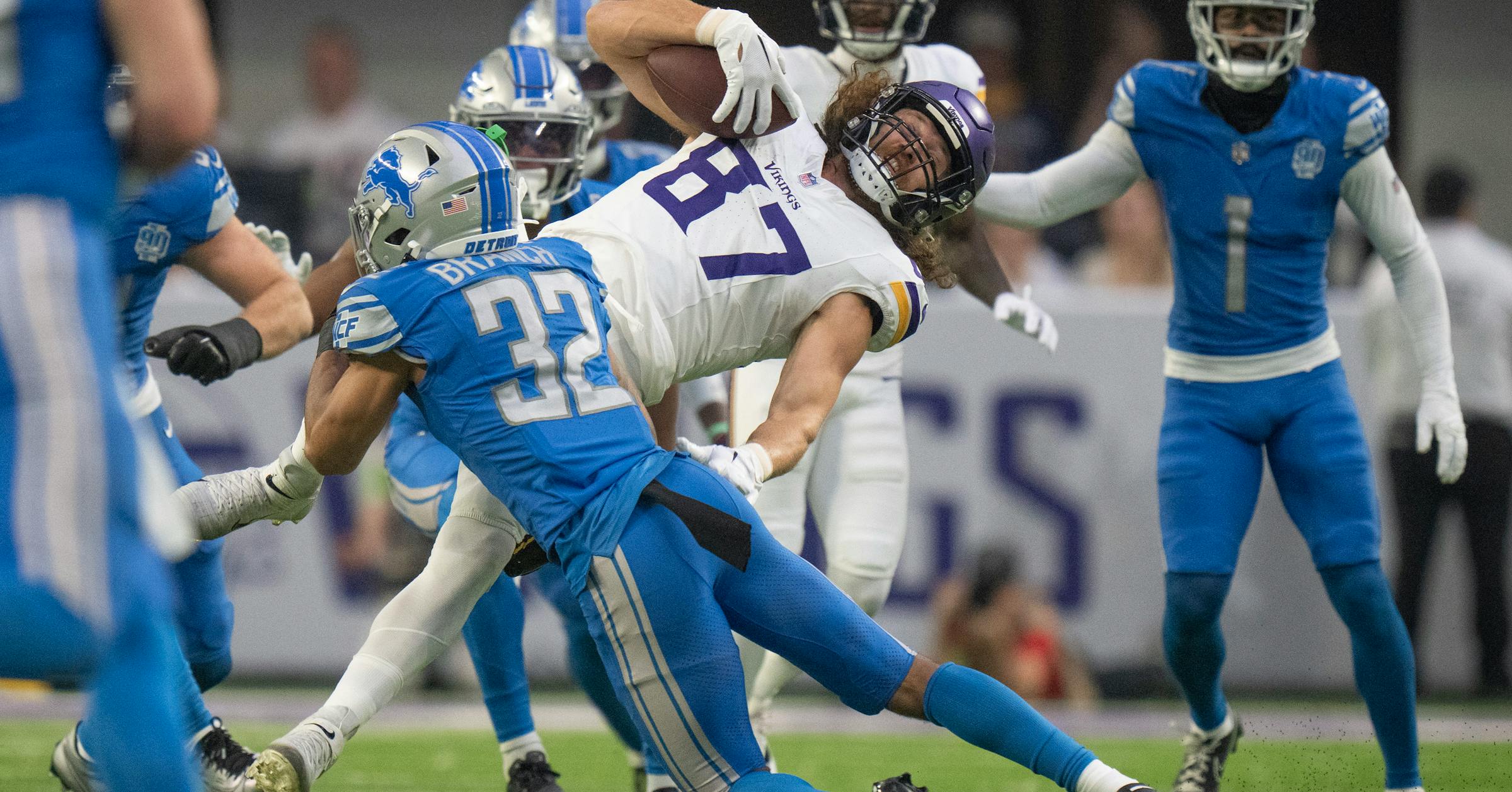 Vikings T.J. Hockenson and Dalton Risner are out for Sunday’s game against the Detroit Lions