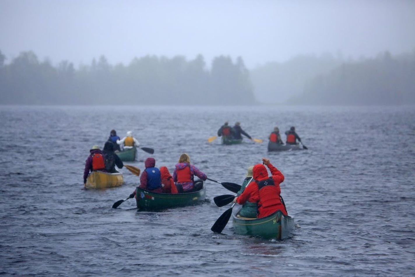 Supporters of Sustainable Ely held their Celebrate the Kawishiwi River paddle in 2016. The South Kawishiwi River, which flows into the Boundary Waters, is threatened by copper-nickel mining proposals by Twin Metals Minnesota and others on adjacent unprotected public lands.