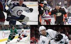 New players on the Wild after signing as free agents on Sunday include, clockwise from top left, Matt Hendricks (formerly with Winnipeg), J.T. Brown (