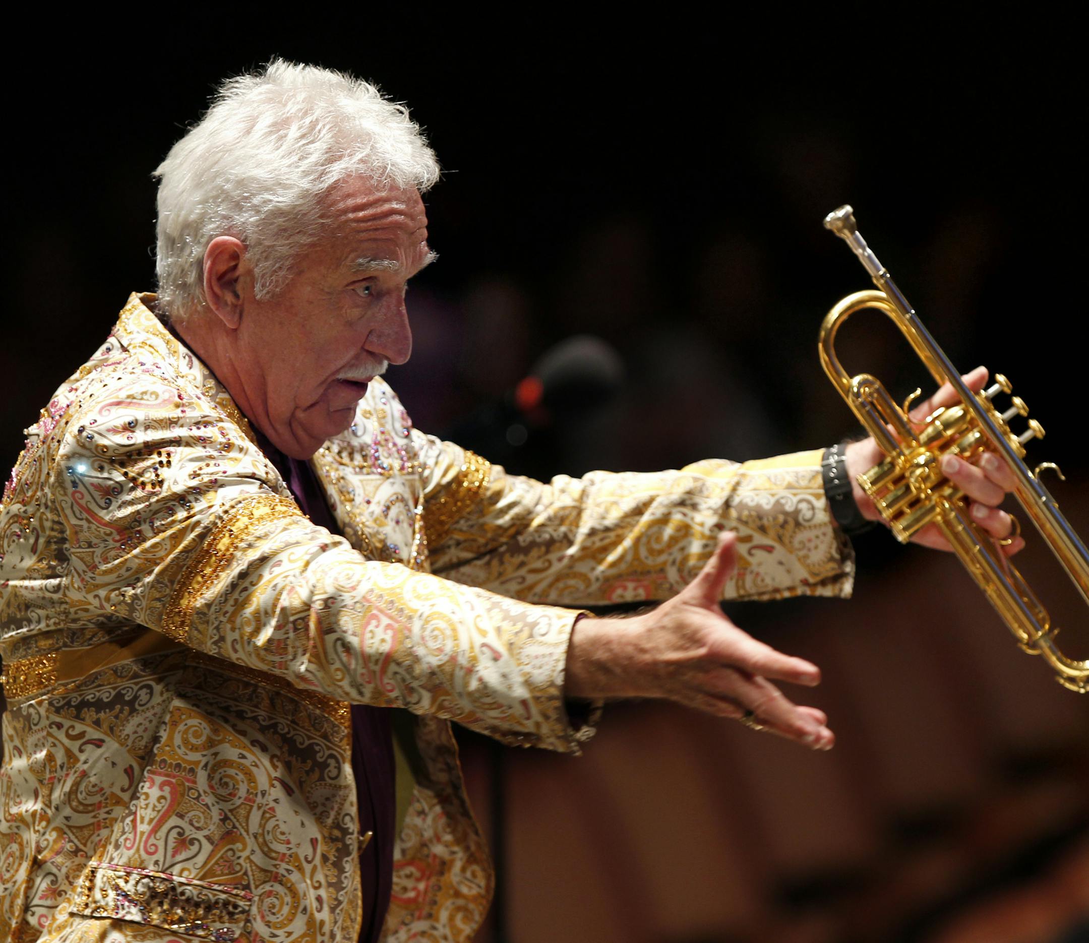 Doc Severinsen conducted the Minnesota Orchestra during his Caruso piece arranged by Tommy Newsom.____Luminaries of the Minnesota Orchestra took their final bows within the original walls of Orchestra Hall on Friday night. The orchestraâ€™s home since 1974, the building will be remodeled during the next year to expand the lobby and refurbish the auditorium. The $50 million project begins this month and the orchestra will not return until fall, 2013. In the meantime, Sommerfest
