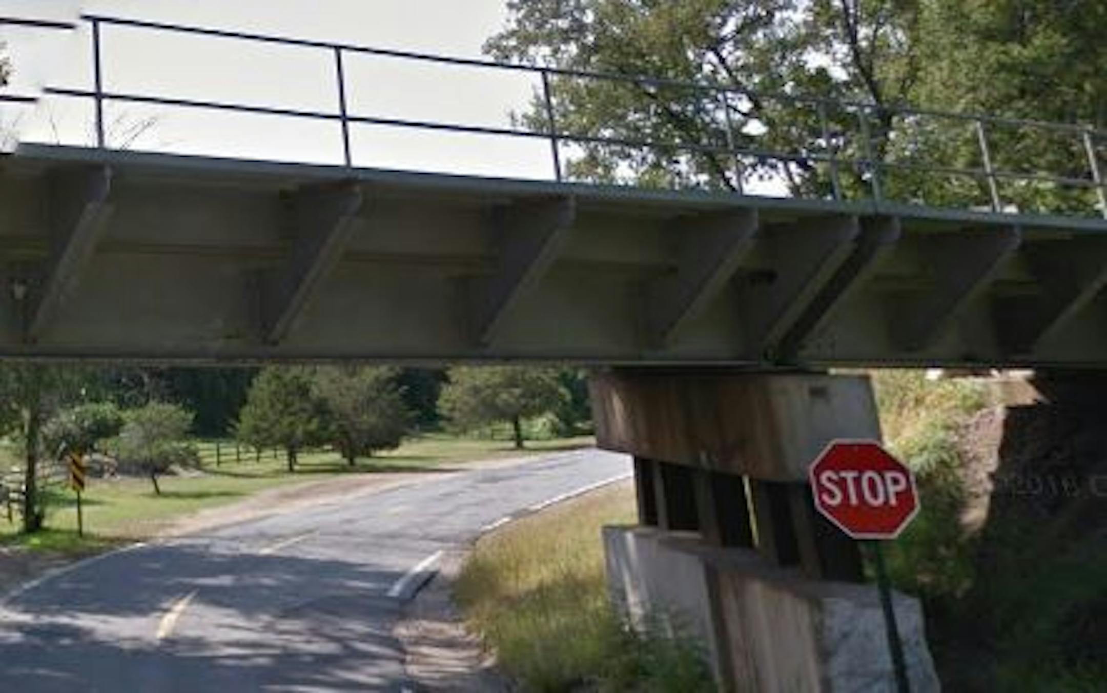 Railroad overpass in Cottage Grove.