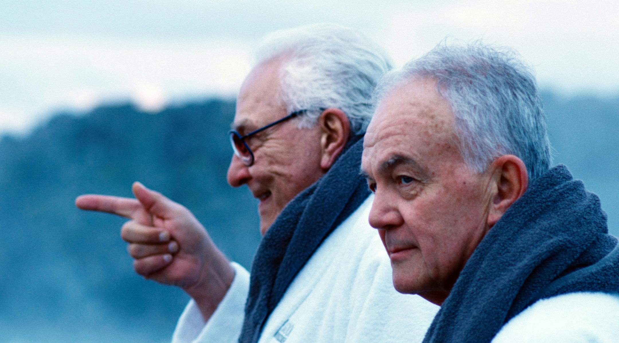 This image released by Sony Picture Classics shows Earl Lynn Nelson as Mitch, left, and Paul Eenhoorn as Colin in a scene from "Land Ho!" (AP Photo/Sony Picture Classics)