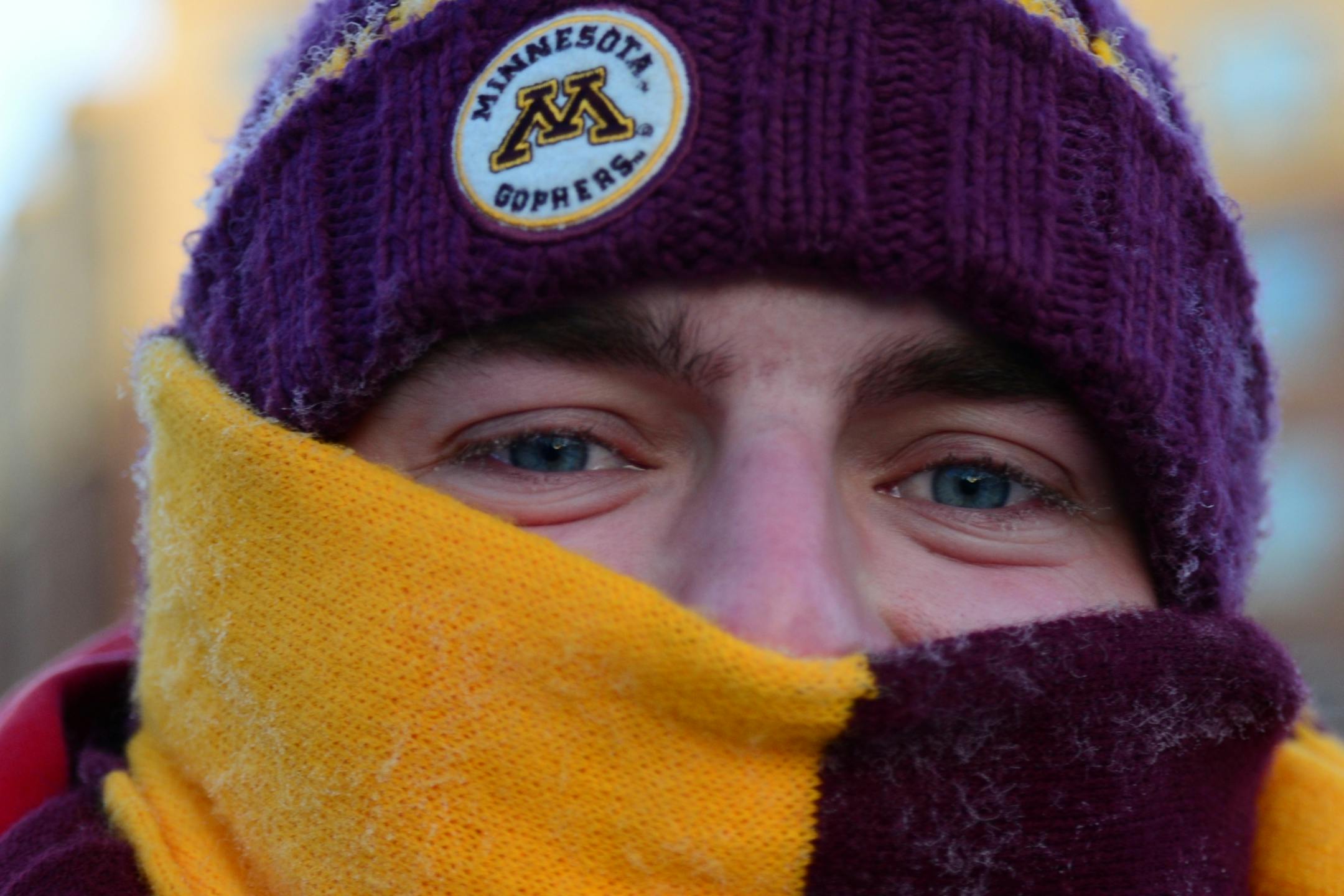 Today was one of the coldest day's of the winter in the metro area and peope bundled up to stay warm like Adam Thom of Minneapolis.