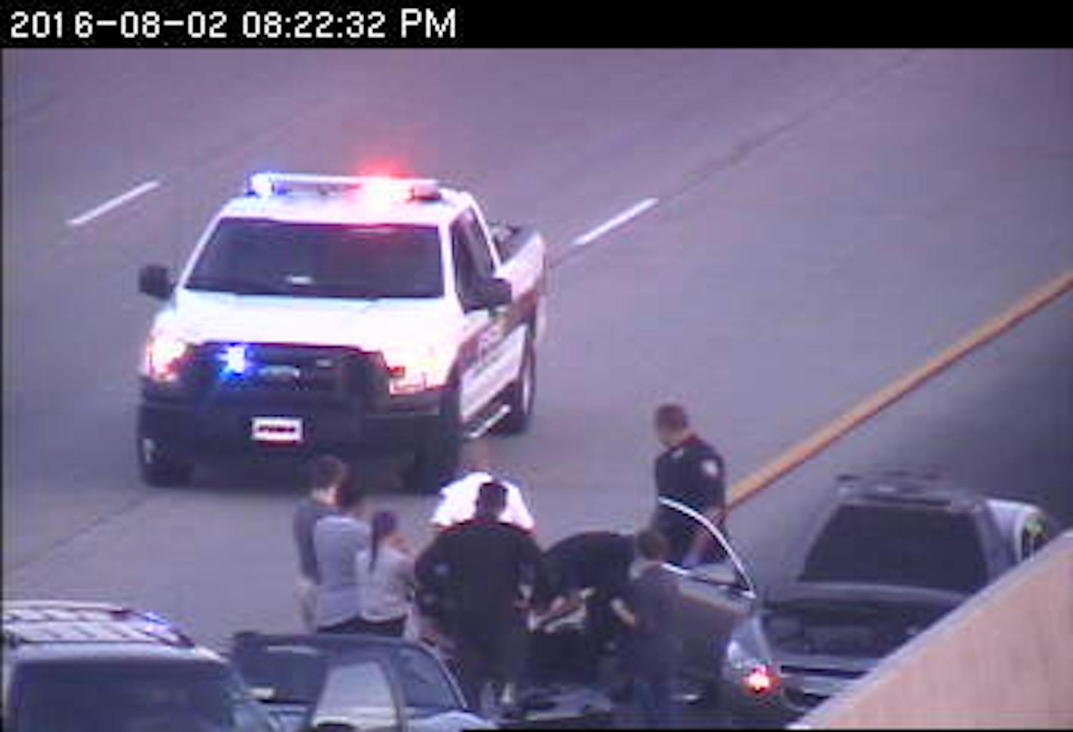 Authorities were on the scene of a vehicle that crashed on Hwy. 100 in Golden Valley after the driver was shot Tuesday night.