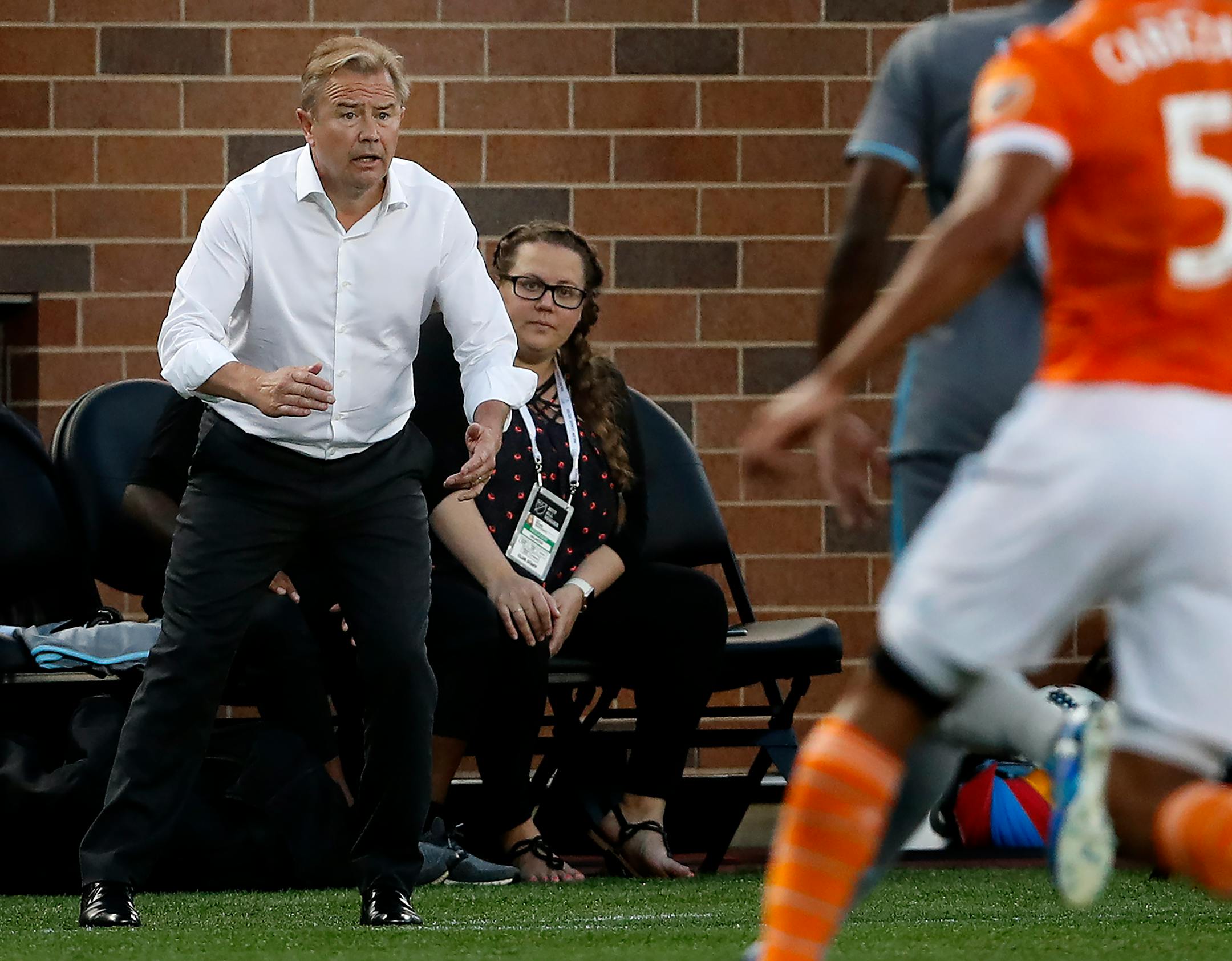 Minnesota United FC coach Adrian Heath in the second half of a scoreless draw against the Houston Dynamo on Wednesday, July 19, 2017, at TCF Bank Stadium in Minneapolis. (Carlos Gonzalez/Minneapolis Star Tribune/TNS)