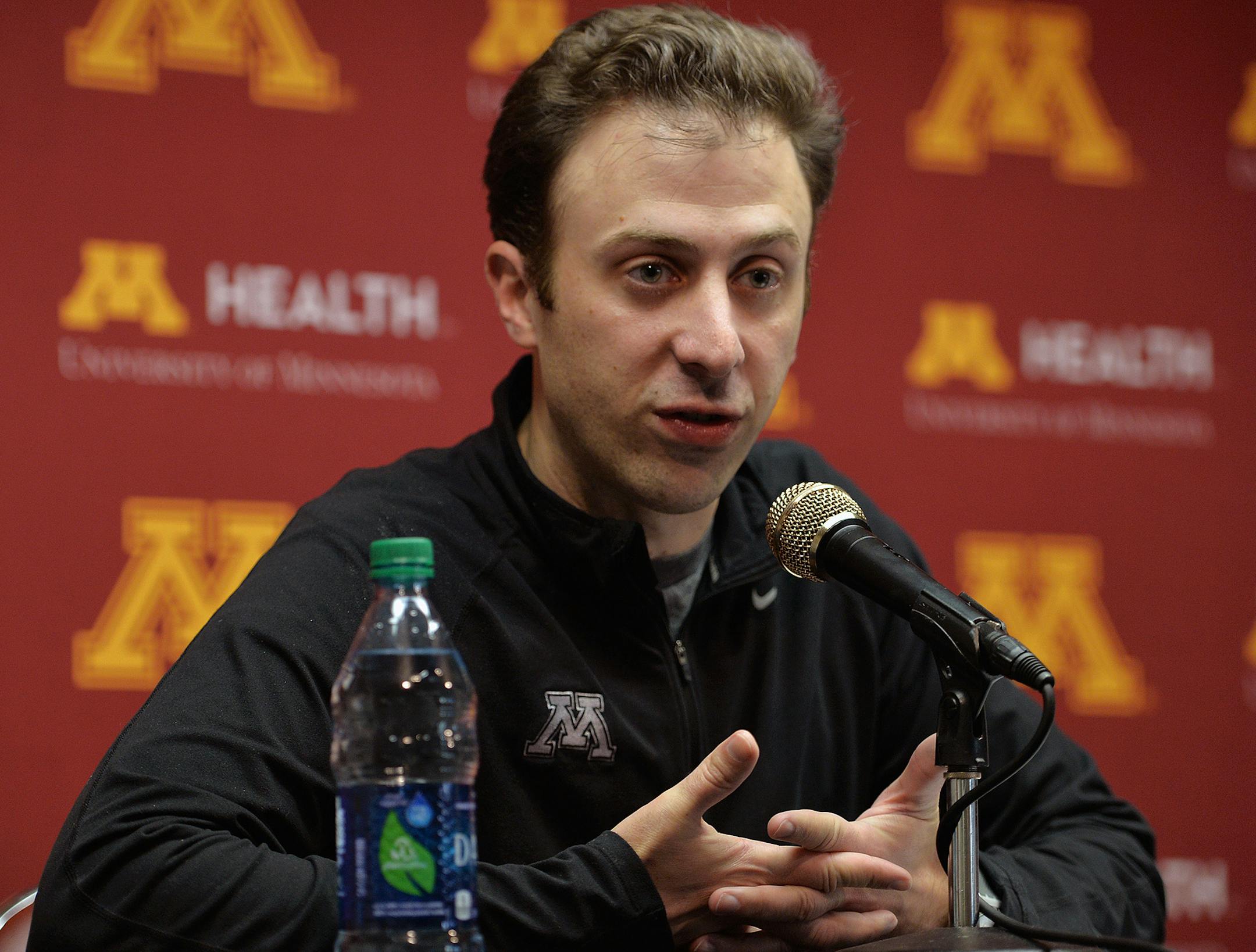University of Minnesota men's basketball head coach, Richard Pitino, addresses the media in a press conference Tuesday at Williams Arena. ] (SPECIAL TO THE STAR TRIBUNE/BRE McGEE) **Richard Pitino (Minnesota head basketball coach)