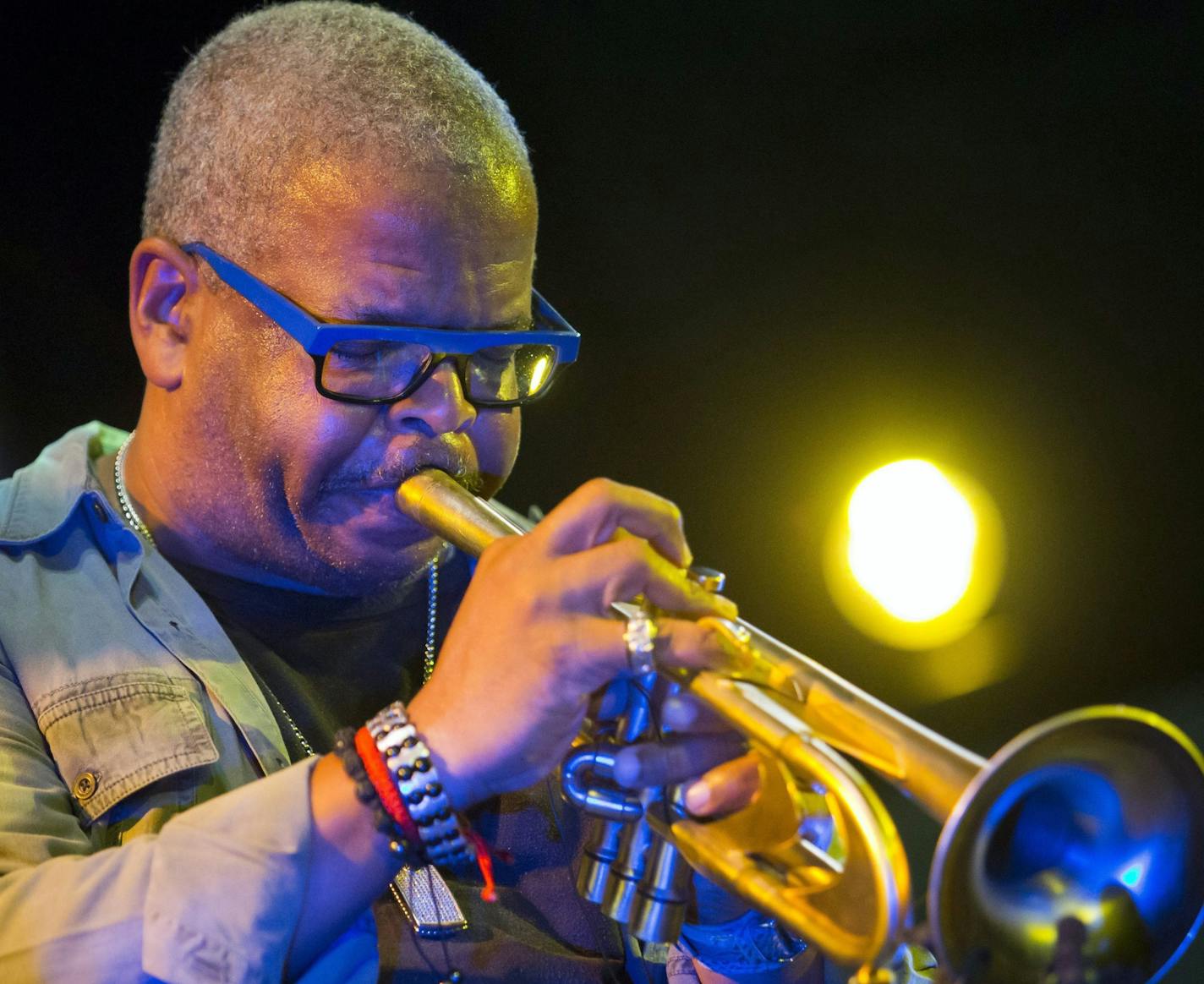 Five-time Grammy Award winning US jazz trumpeter and composer Terence Blanchard performs with his band in Budapest Jazz Club in Budapest, Hungary, Thursday, Nov. 10, 2016. (Balazs Mohai/MTI via AP)