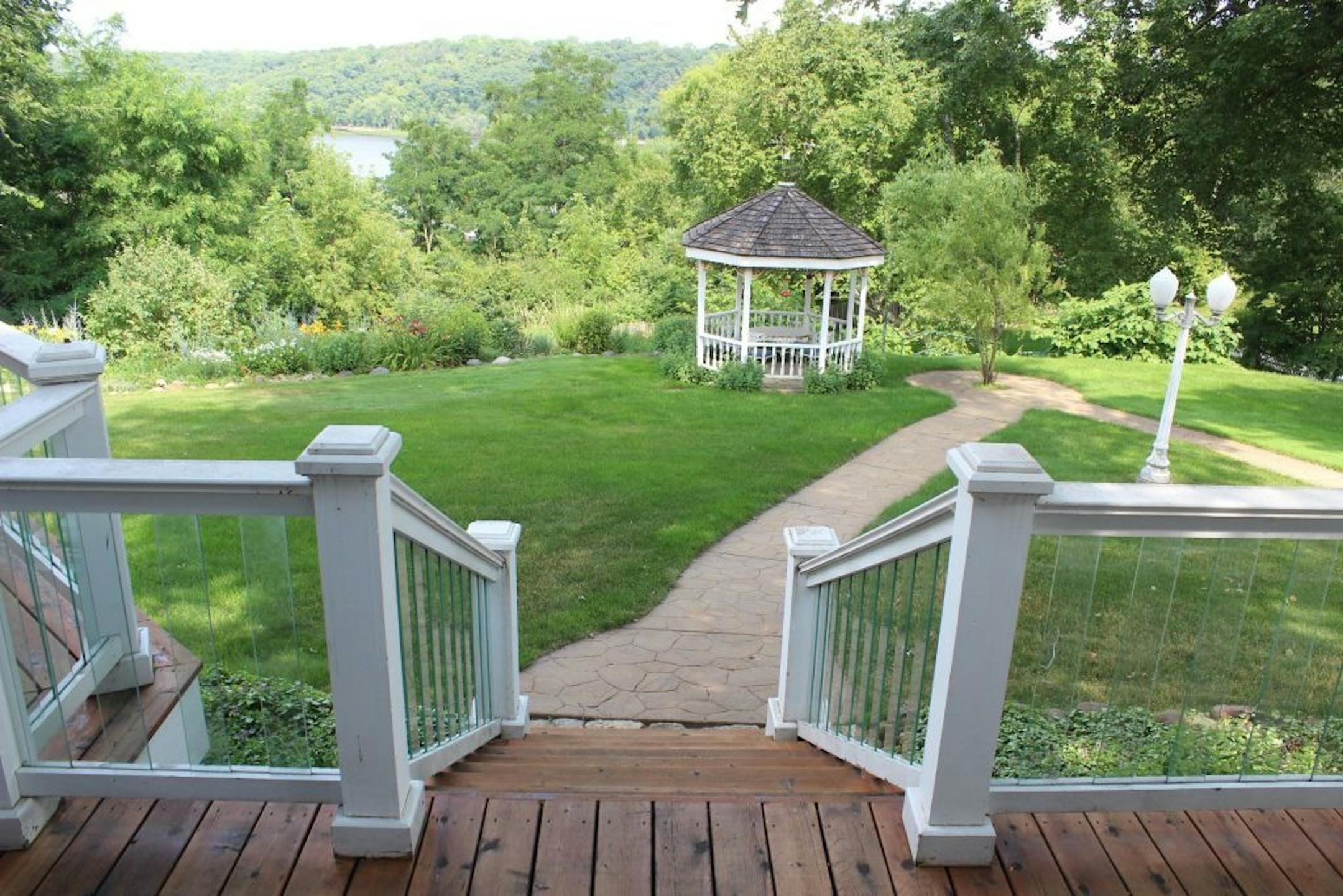 View of the backyard and gazebo.