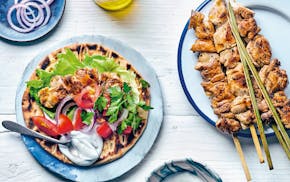Chicken Souvlaki from “Yassou,” by Shally Lipa (Artisan Books, 2025). (Amir Menahem)