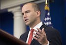 FILE - In this Feb. 16, 2016 file photo Deputy National Security Adviser For Strategic Communications Ben Rhodes speaks in the Brady Press Briefing Ro