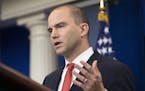 FILE - In this Feb. 16, 2016 file photo Deputy National Security Adviser For Strategic Communications Ben Rhodes speaks in the Brady Press Briefing Ro