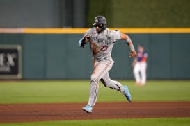 Twins infielder Royce Lewis runs the bases during last year's Division Series against the Astros in Houston.