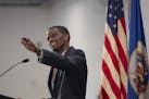 St. Paul Mayor Melvin Carter, seen at an Aug. 15 budget address at at Frogtown Community Center, said Friday that a vote against the city's system of 